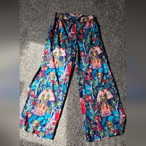 Colorful Floral Wide-Leg Pants